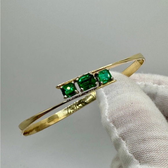 Solid 14k Gold Bracelet / Emerald / 7.7g / 7” wrist - Picture 7 of 10